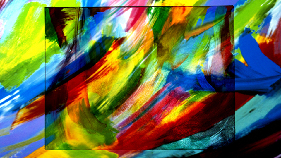 Multicoloured artwork with a square shape